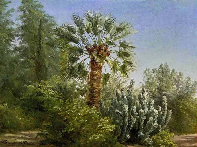 1849-Anthonore Christensen - Giardini di Monte Pincio a Roma, con palme e cactus - 1871